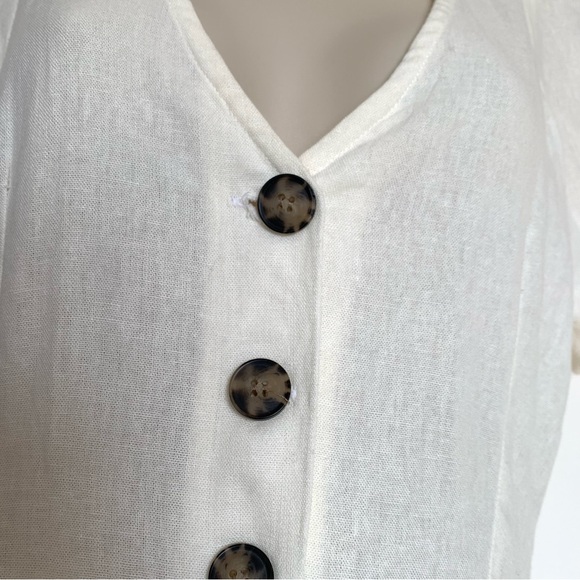 Zara TRF Trafaluc linen viscose cotton midi ivory white dress with buttons - Picture 5 of 12